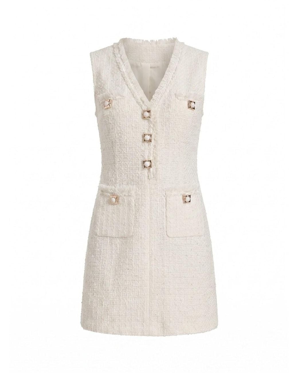 Self-Portrait White Boucle Mini Dress