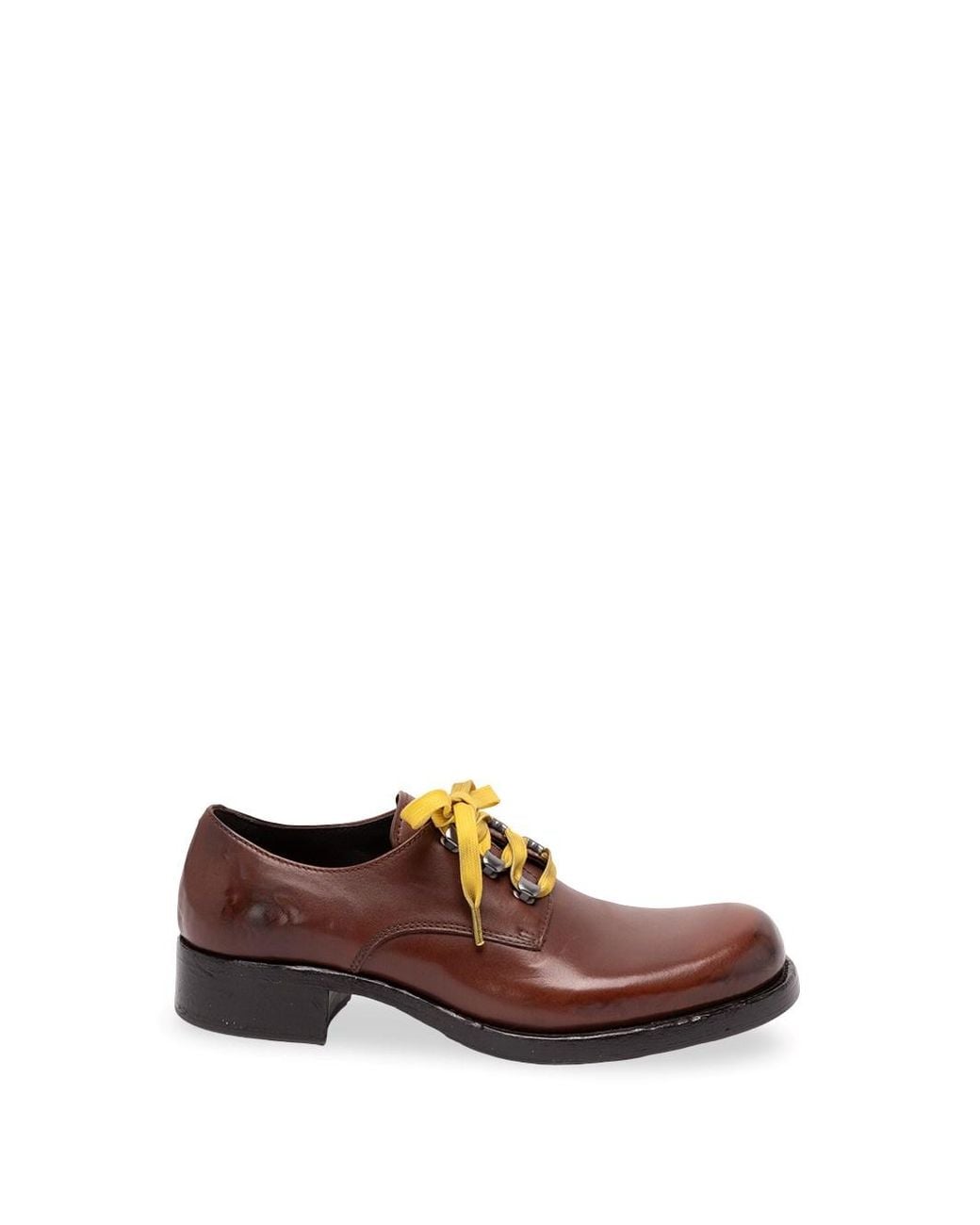 Prada Brown Antiqued Leather Lace-Up Shoes