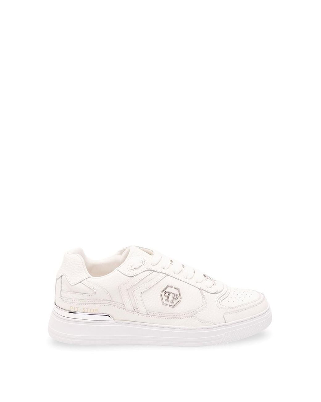 Philipp Plein White Low-Top Pit-$Top Deer Leather for men
