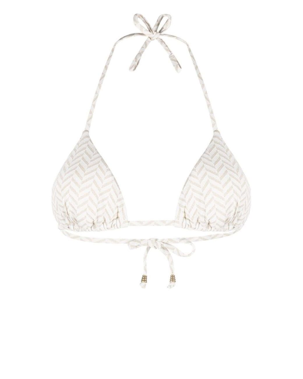 Twin Set Triangle Bikini Top in White | Lyst