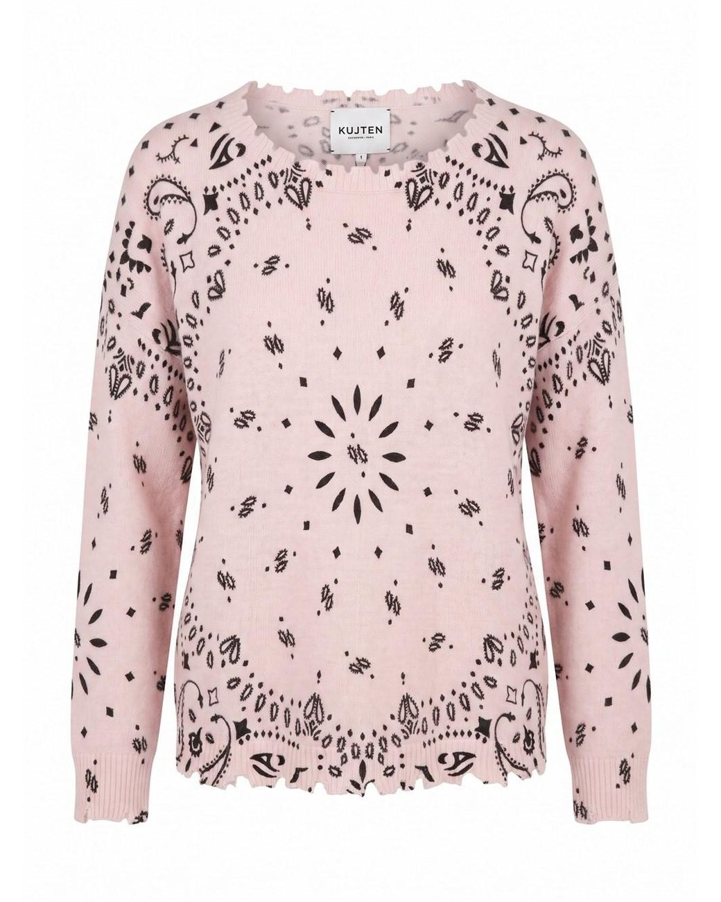 Kujten Pink 'Mela Bandana' Round Neck Sweater