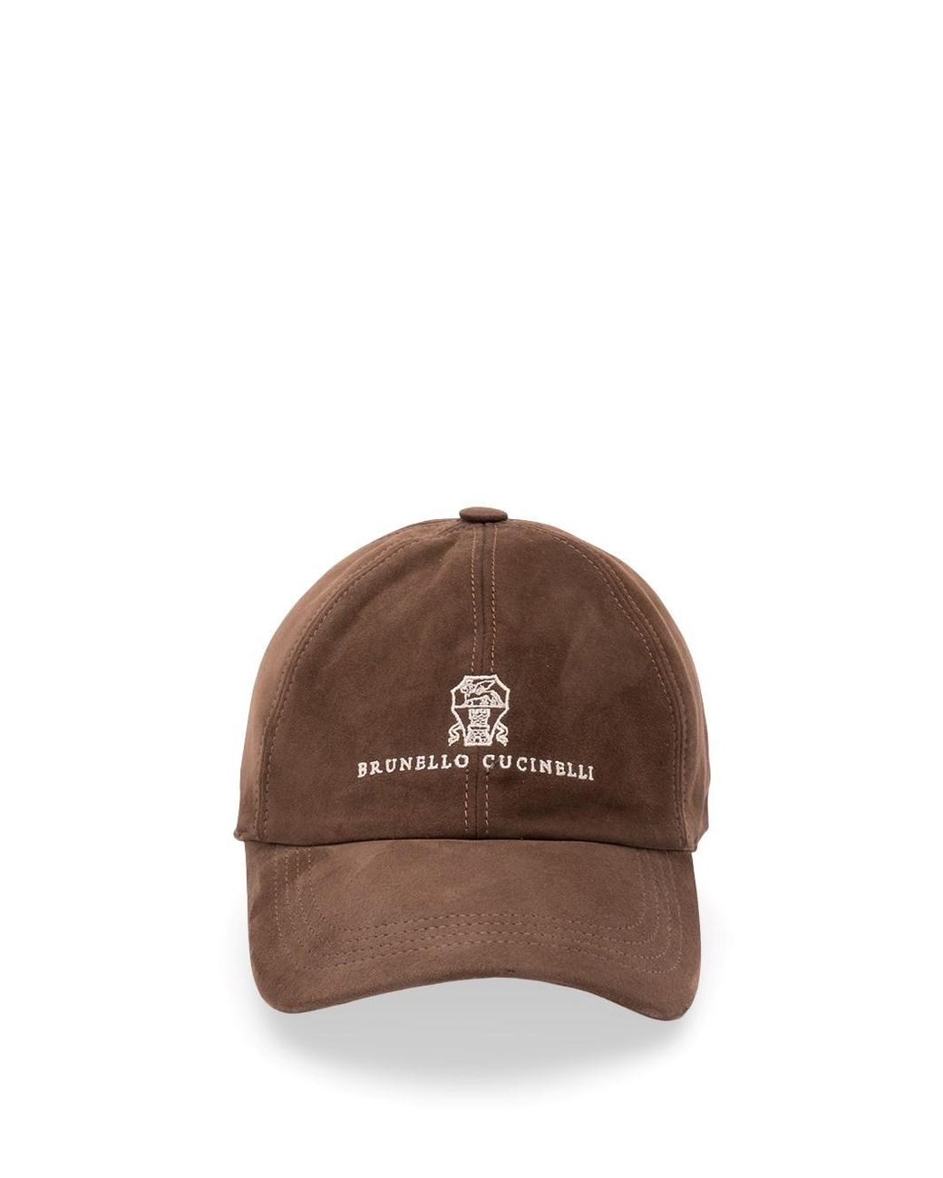Brunello Cucinelli Brown Suede Baseball Cap for men