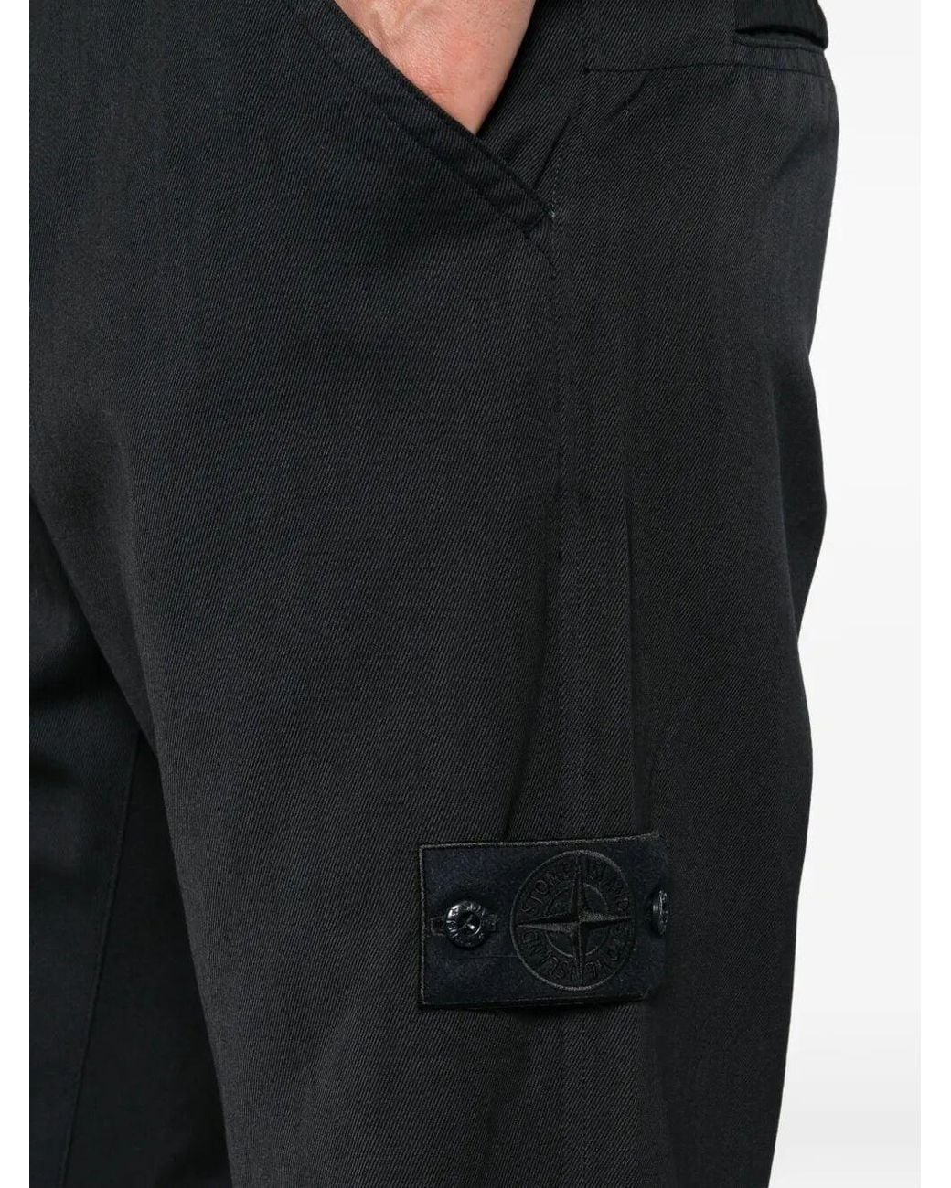 Stone Island Black Garment Dyed_S.I. Ghost Pants for men
