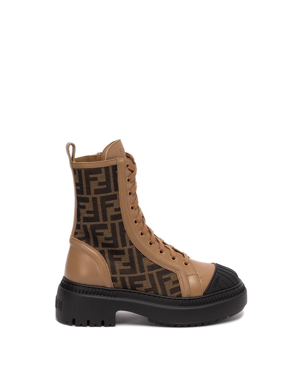 Fendi `domino` Leather Biker Boots in Brown | Lyst