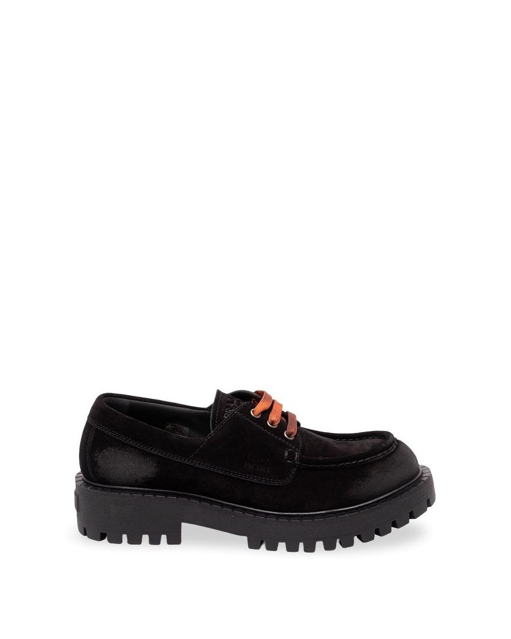 Prada Black Waxed Suede Lace-Up Shoes for men