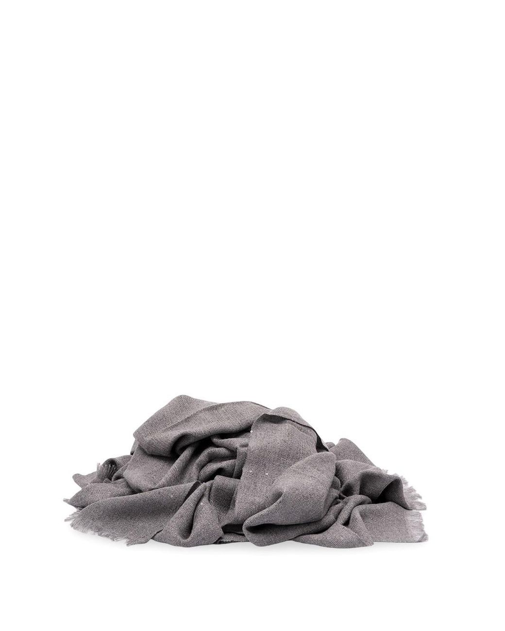 Brunello Cucinelli Gray Cashmere And Silk 'Diamond' Yarn Scarf