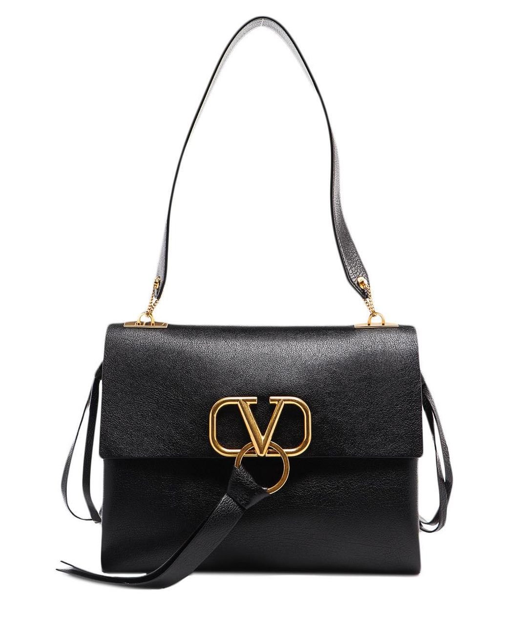 Valentino Leather Md V Ring Bag in Black Lyst