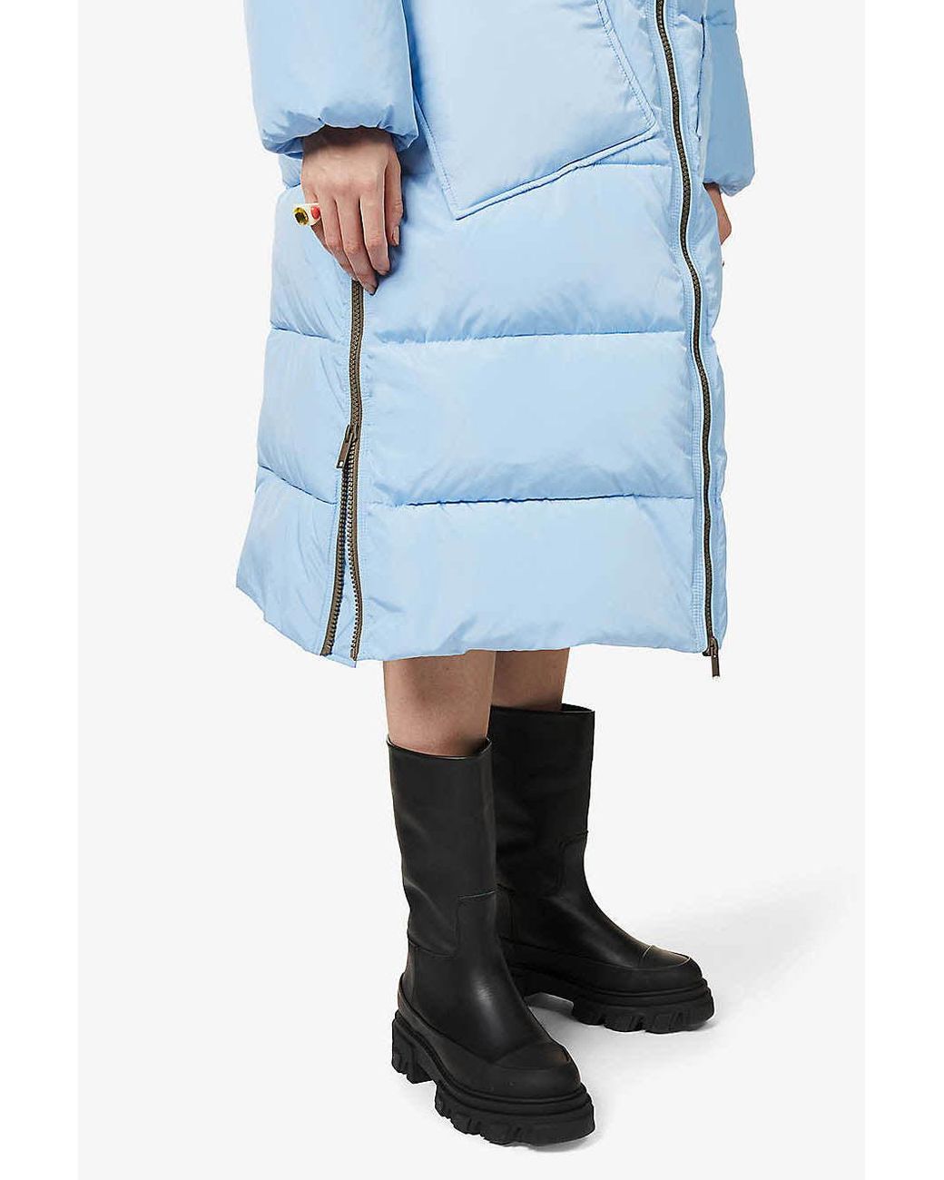 Ganni Synthetic Recycled Polyester Oversized Puffer Coat in Blue 