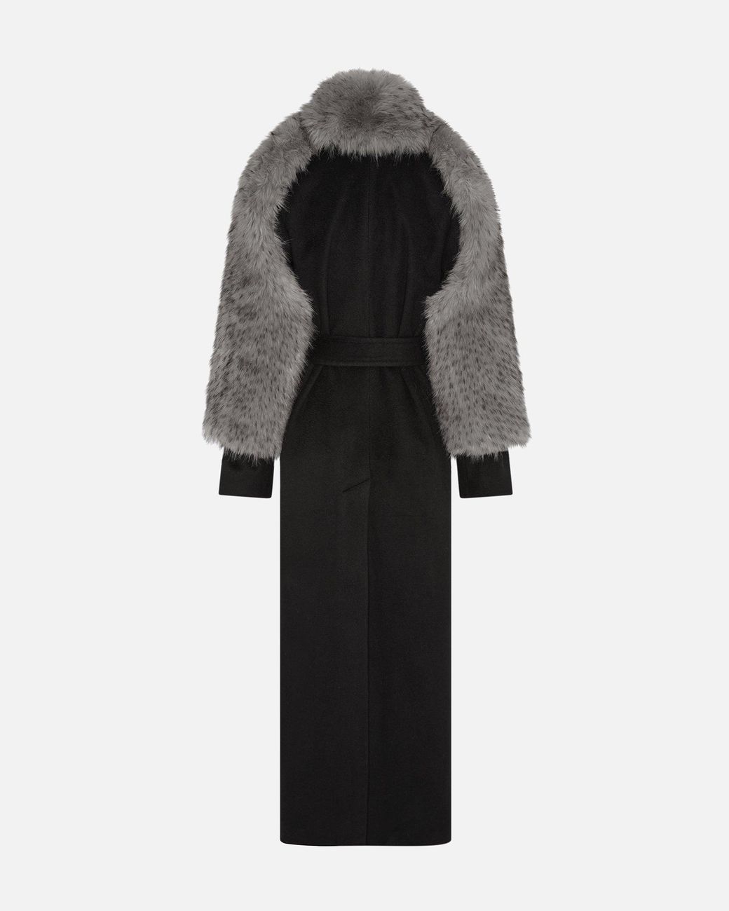 SRVC Studio Black Raven Coat With Detachable Faux Fur