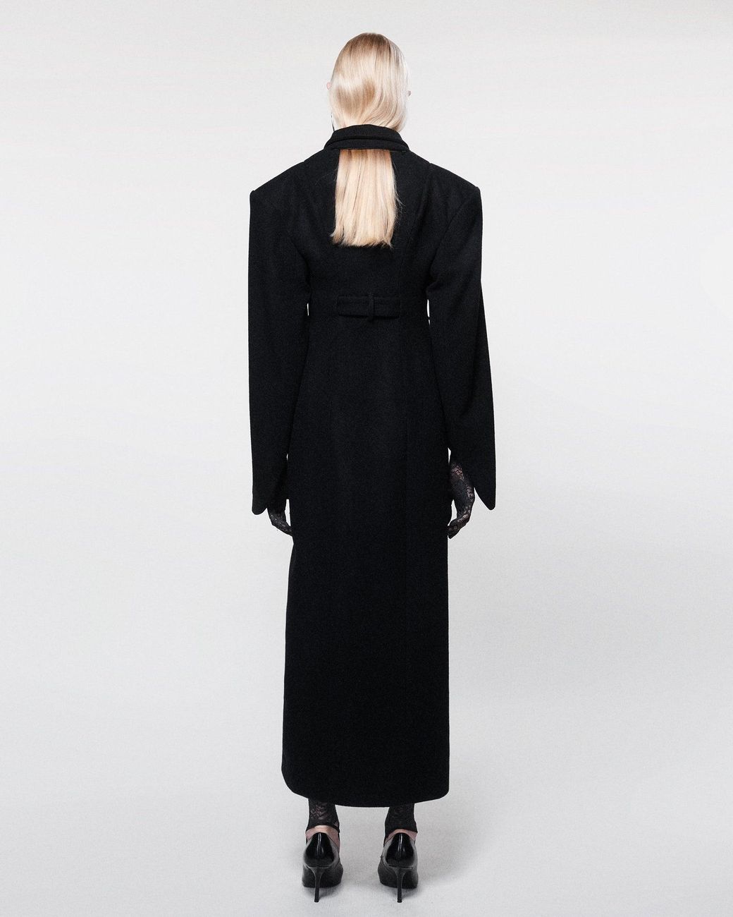 SRVC Studio Black Inverse Wool Coat