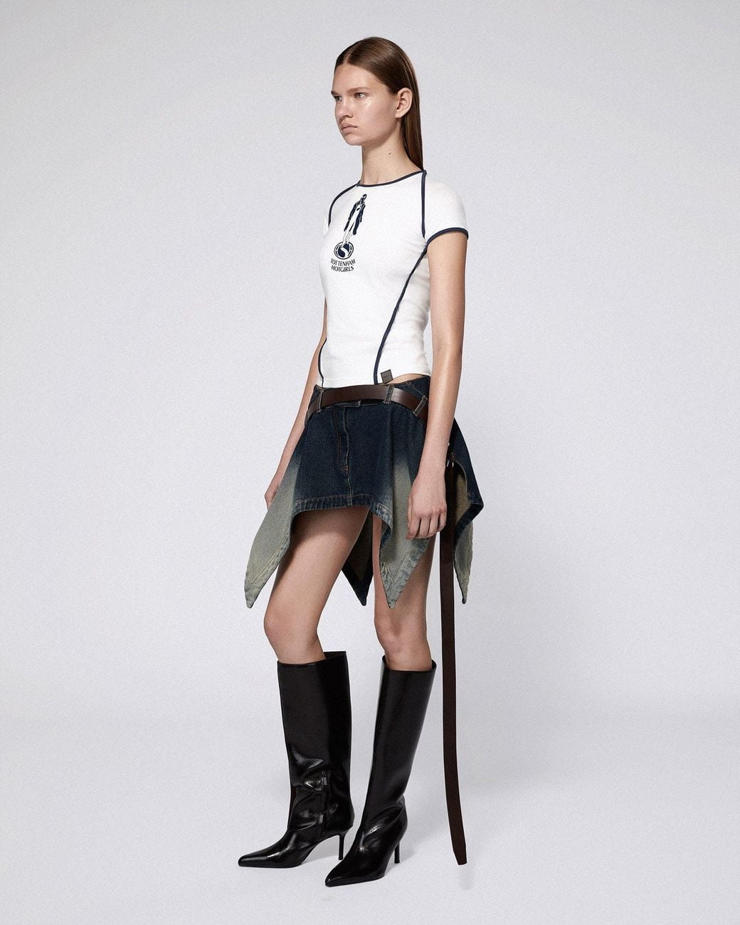 SRVC Studio Blue Serpentine Tailored Skirt Washed