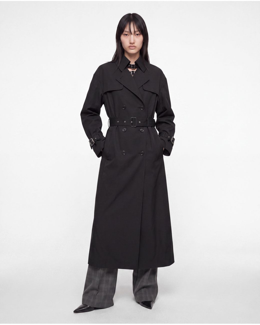 SRVC Studio Black Seren Trench Coat