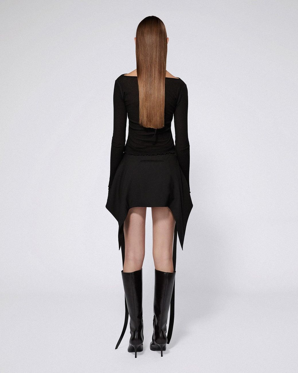 SRVC Studio Black Serpentine Tailored Skirt