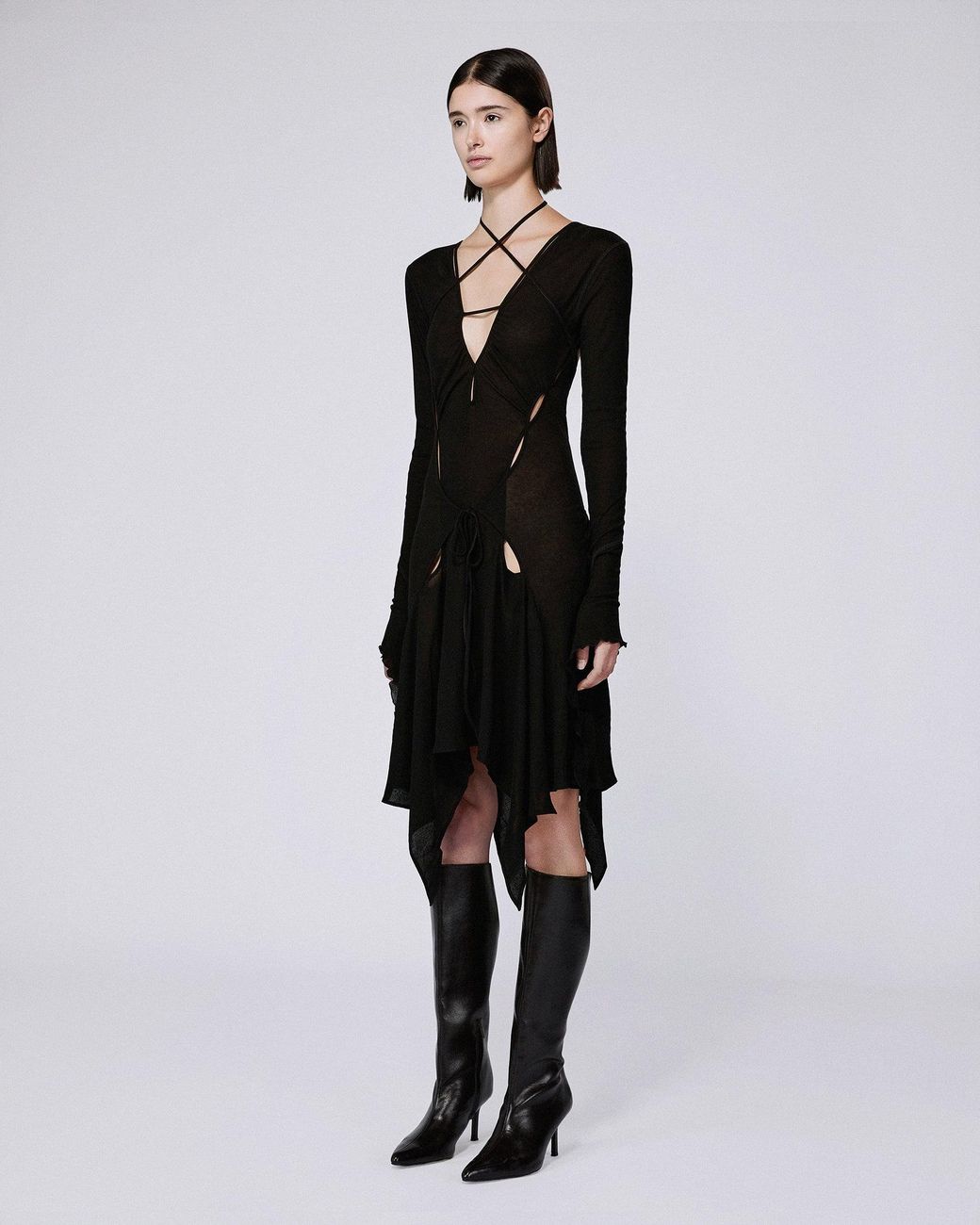SRVC Studio Black Stiletto Rib Dress
