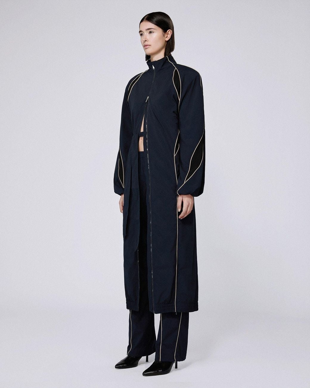 SRVC Studio Blue Slash Track Coat Dark