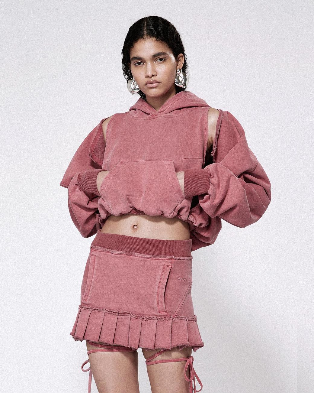 SRVC Studio Pink Cloaked Hoodie