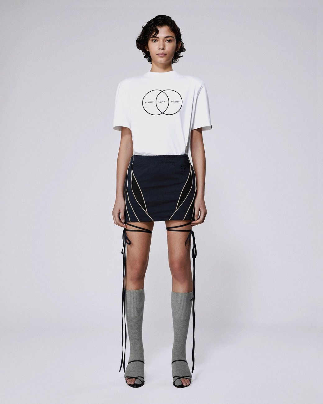 SRVC Studio Blue Slash Track Skirt Dark