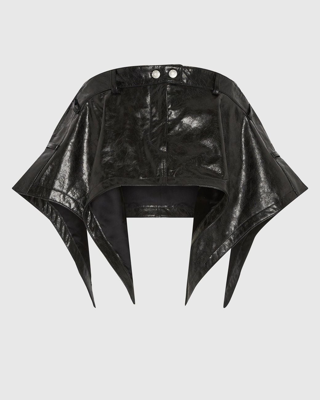 SRVC Studio Black Leather Serpentine Skirt