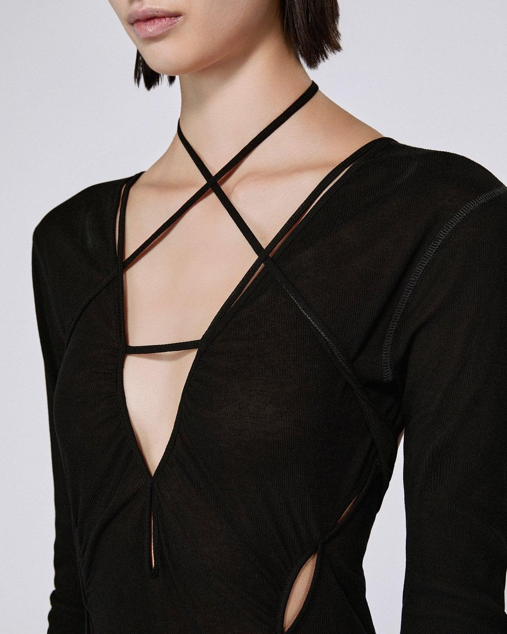 SRVC Studio Black Stiletto Rib Dress