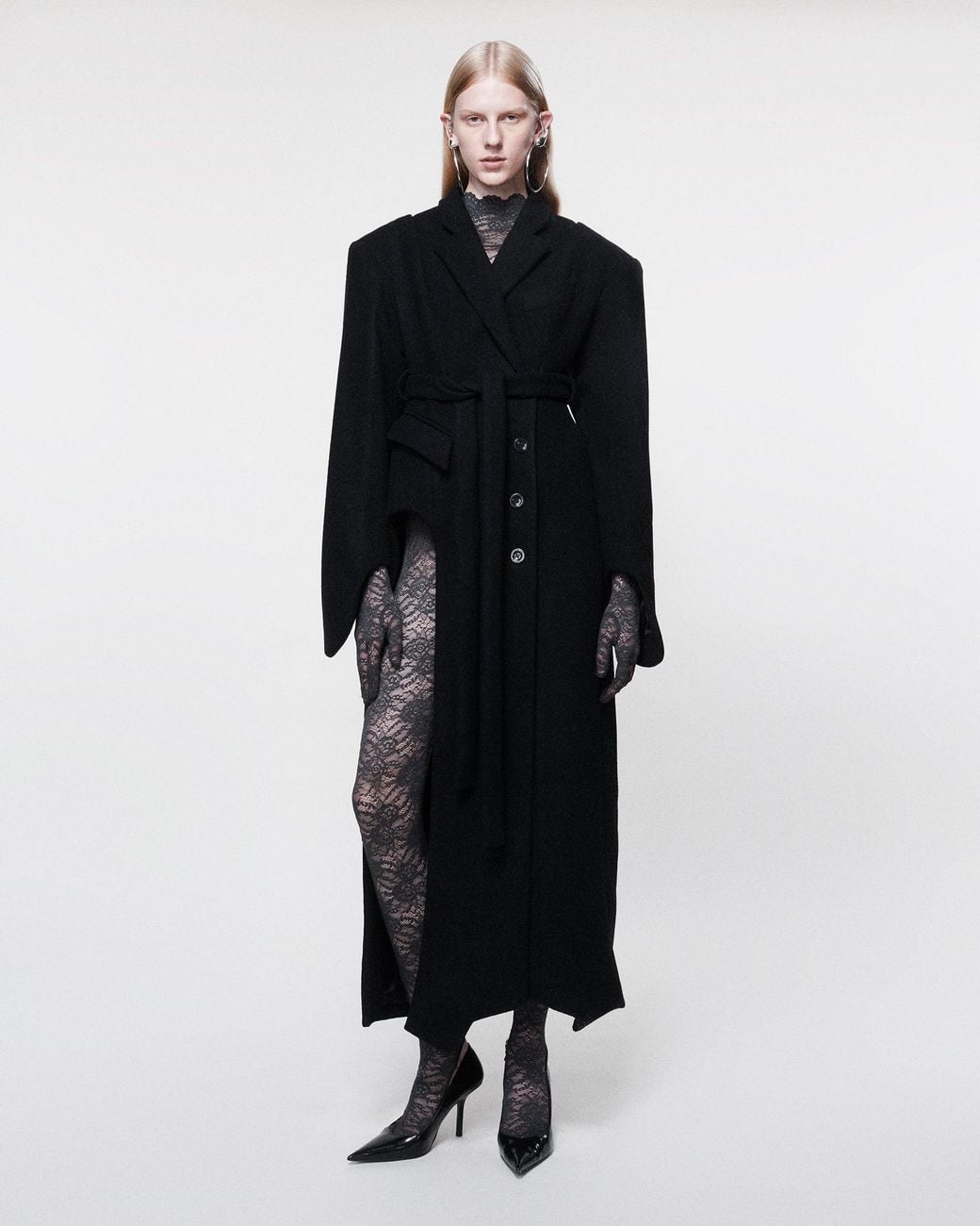 SRVC Studio Black Inverse Wool Coat