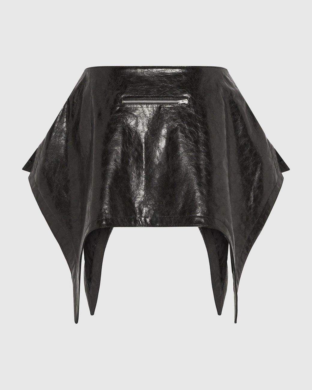SRVC Studio Black Leather Serpentine Skirt