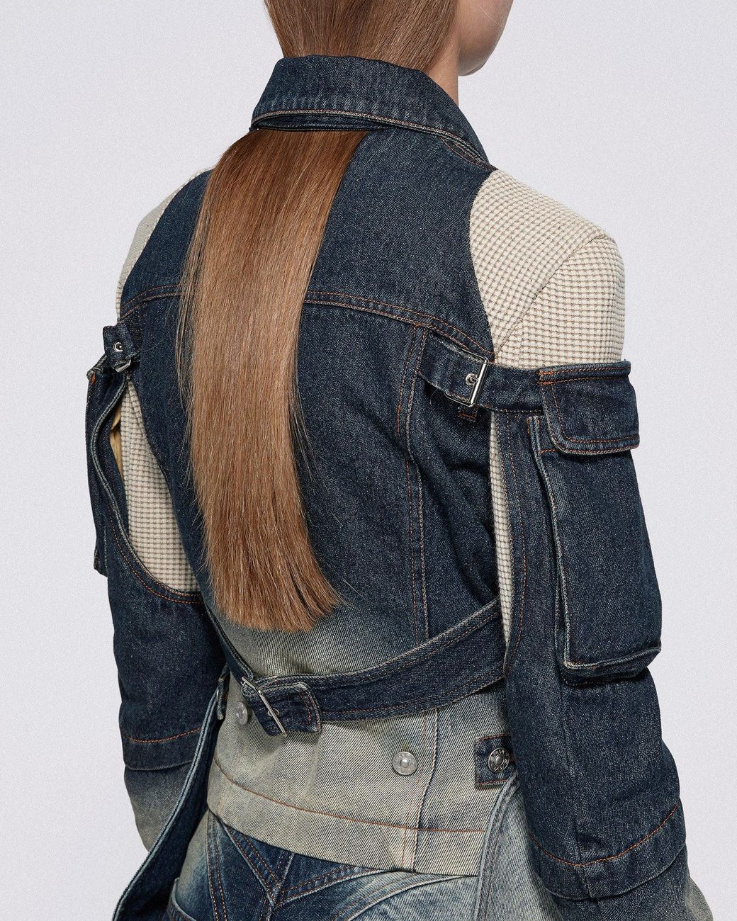 SRVC Studio Blue Mecha Cargo Jacket Washed