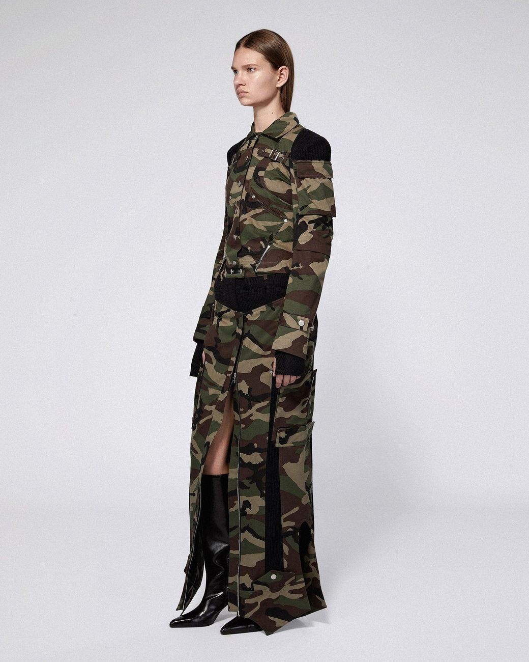 SRVC Studio Green Inverse Cargo Skirt Camo