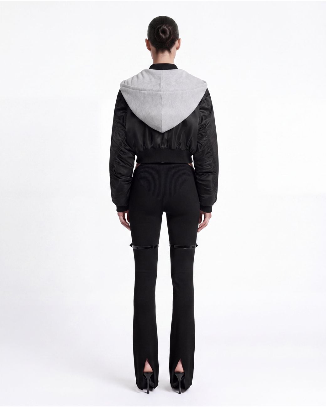SRVC Studio Black Harness Hooded Bomber