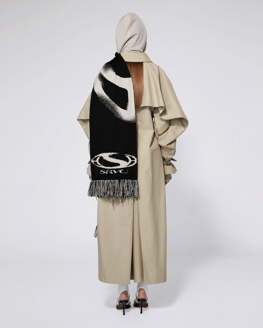 SRVC Studio White Srvc Hooded Scarf
