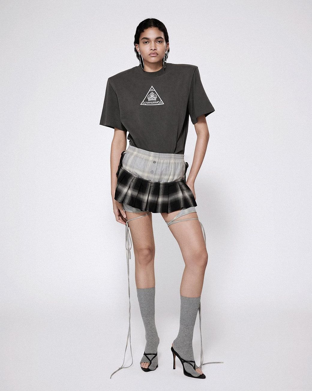 SRVC Studio Black Misa Skirt Check
