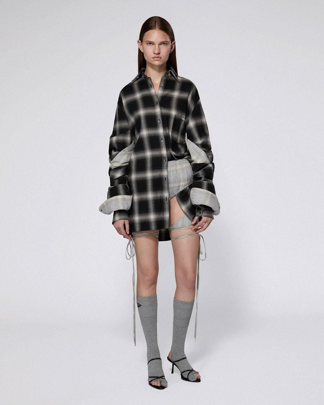 SRVC Studio Black Misa Skirt Check