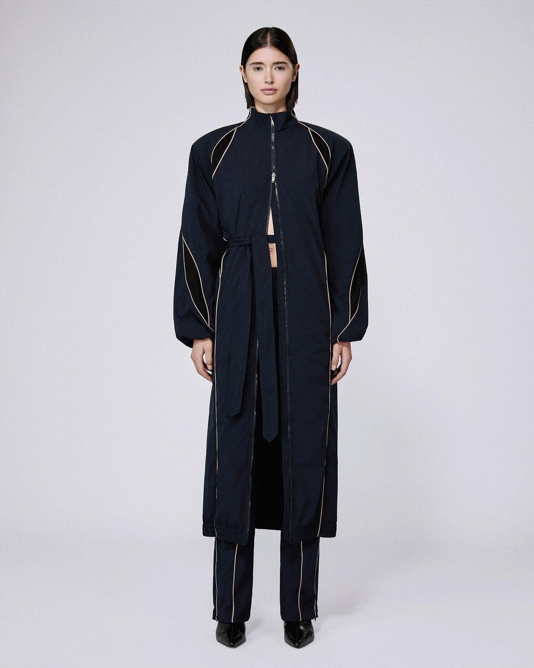 SRVC Studio Blue Slash Track Coat Dark