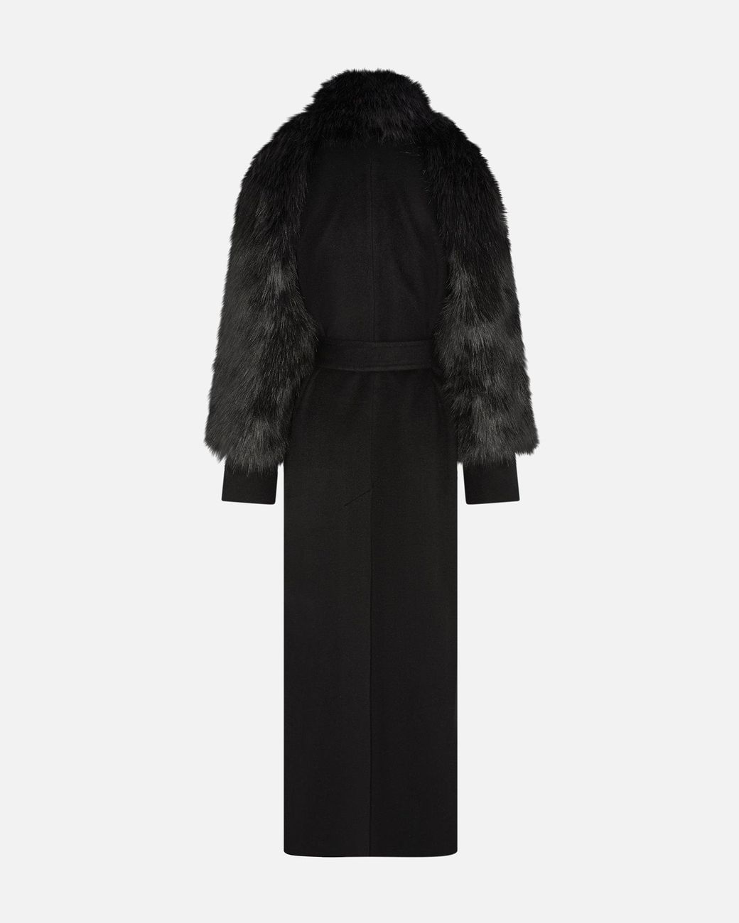 SRVC Studio Black Raven Coat With Detachable Faux Fur