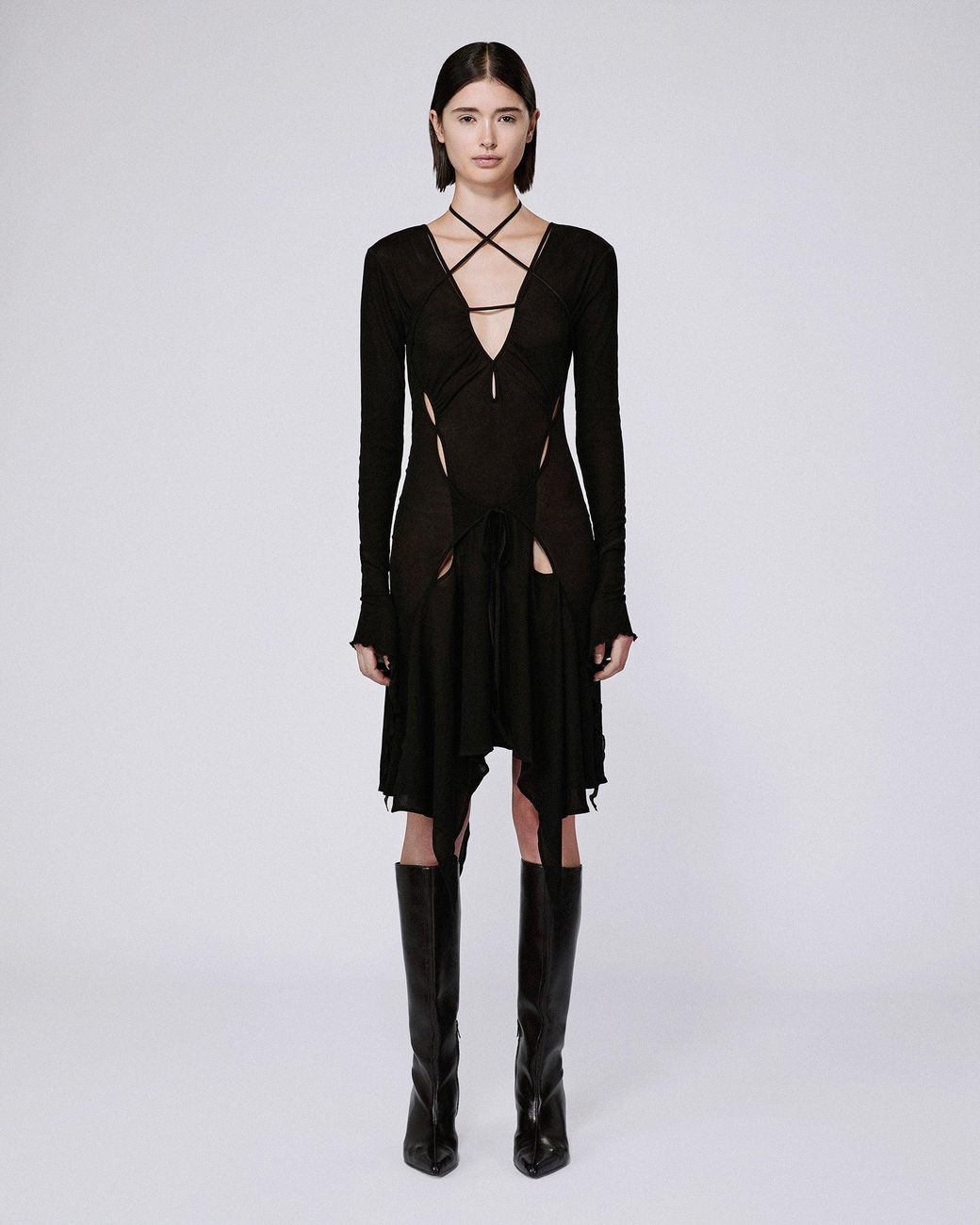SRVC Studio Black Stiletto Rib Dress