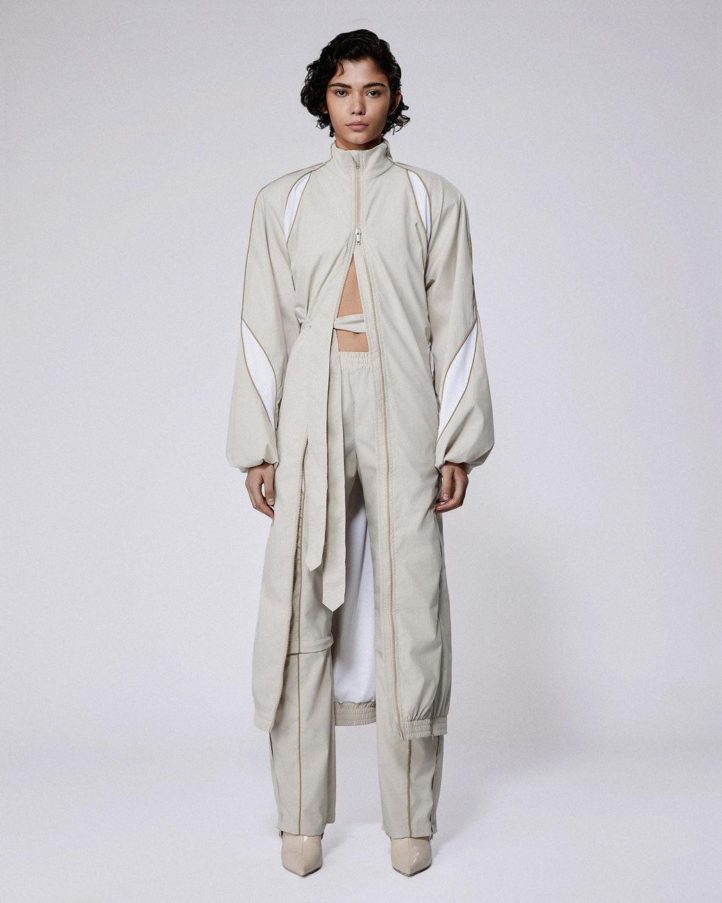 SRVC Studio White Slash Track Coat Stone