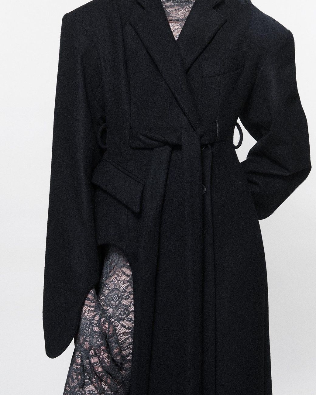 SRVC Studio Black Inverse Wool Coat