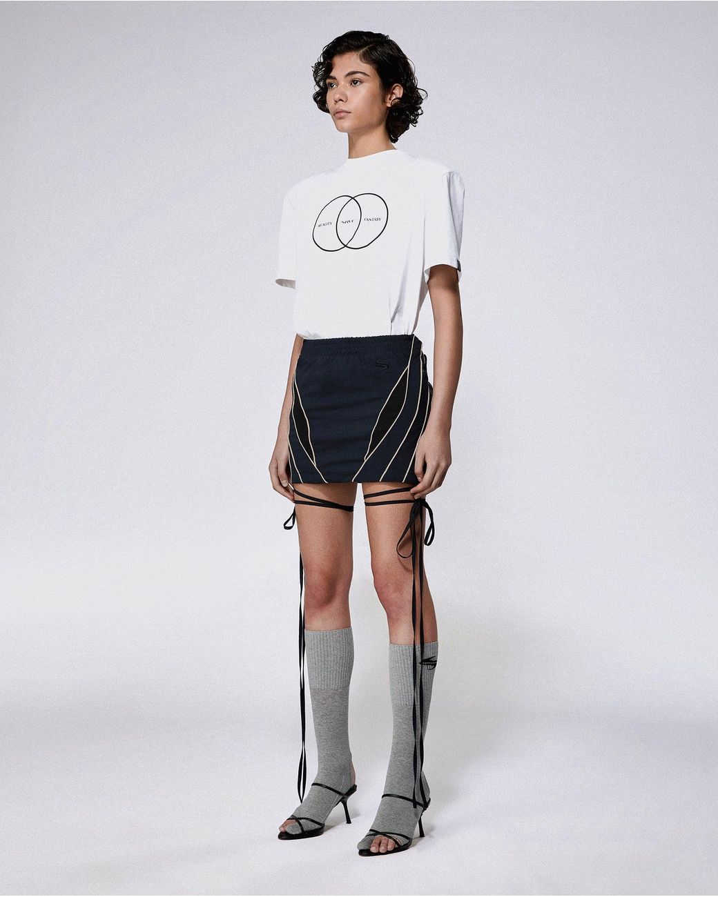 SRVC Studio Blue Slash Track Skirt Dark