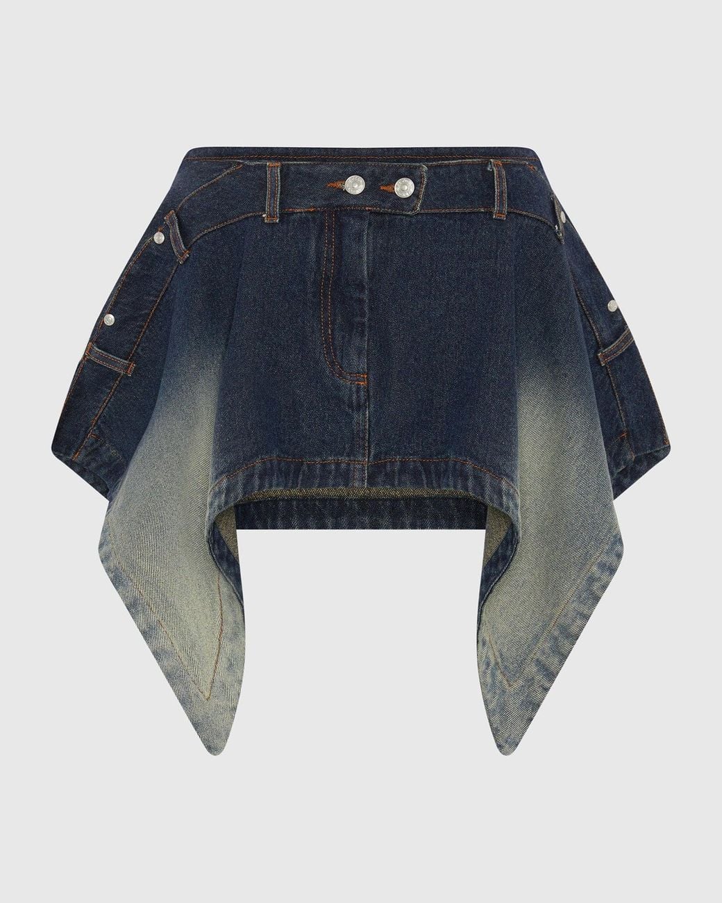 SRVC Studio Blue Serpentine Tailored Skirt Washed