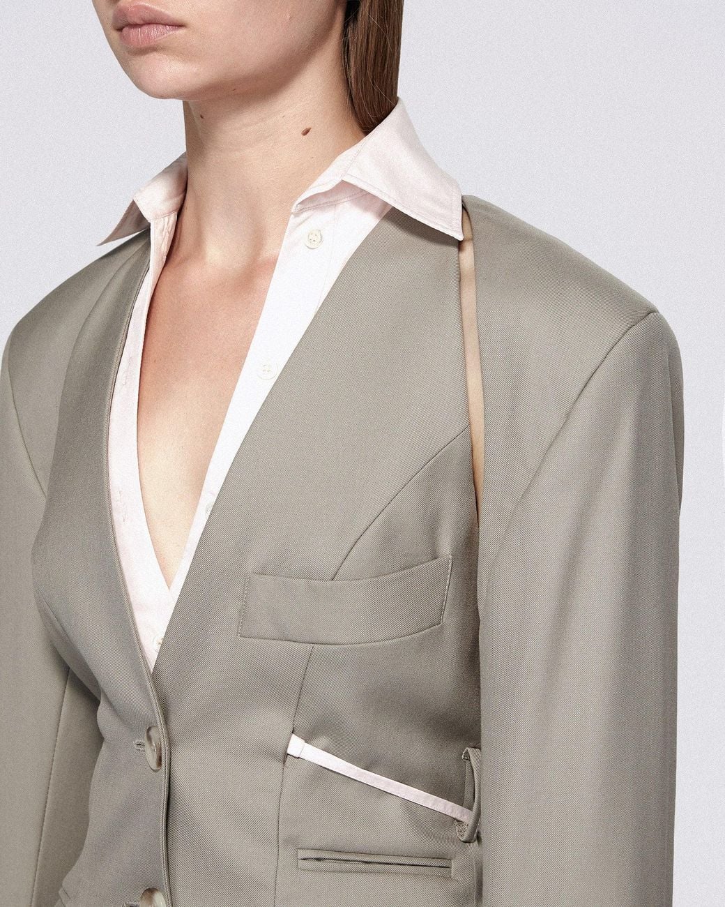 SRVC Studio Natural Serpentine Tailored Jacket Burnt Sage