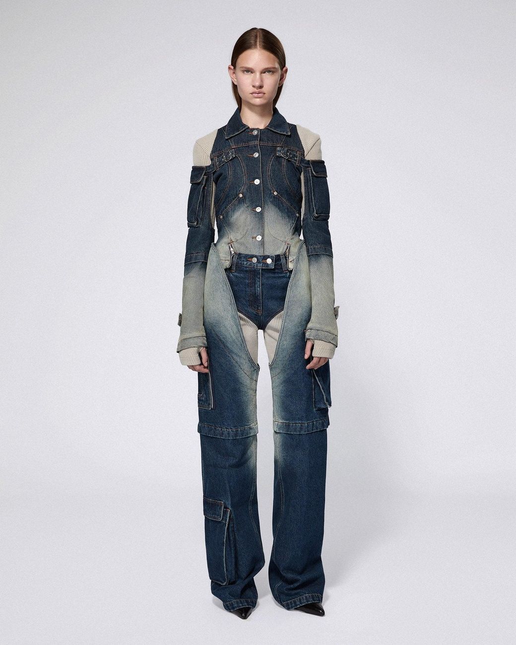 SRVC Studio Blue Mecha Cargo Jacket Washed