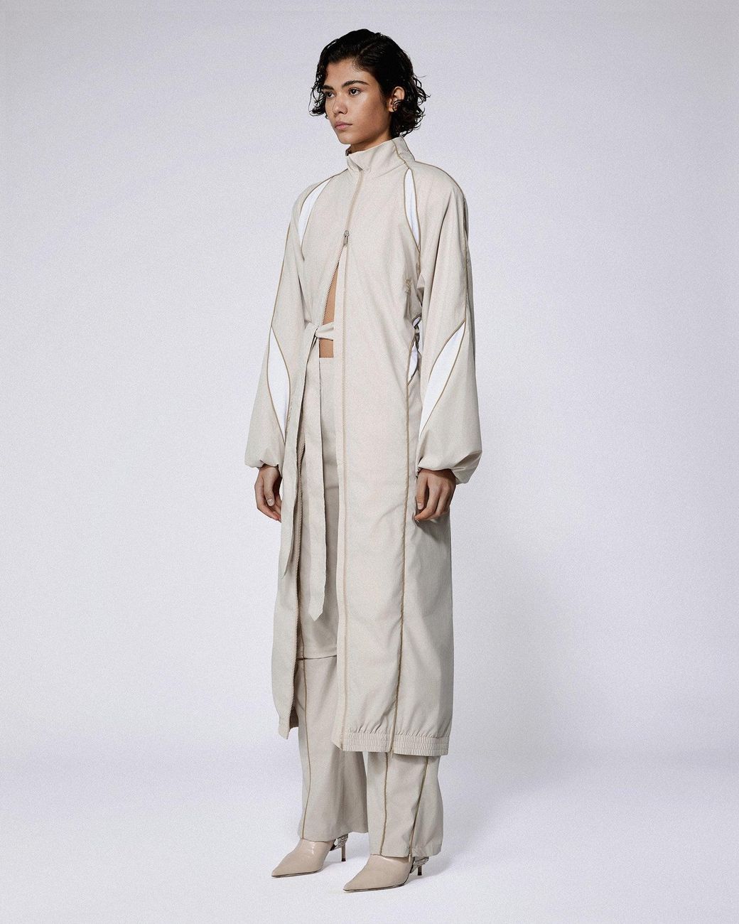 SRVC Studio White Slash Track Coat Stone