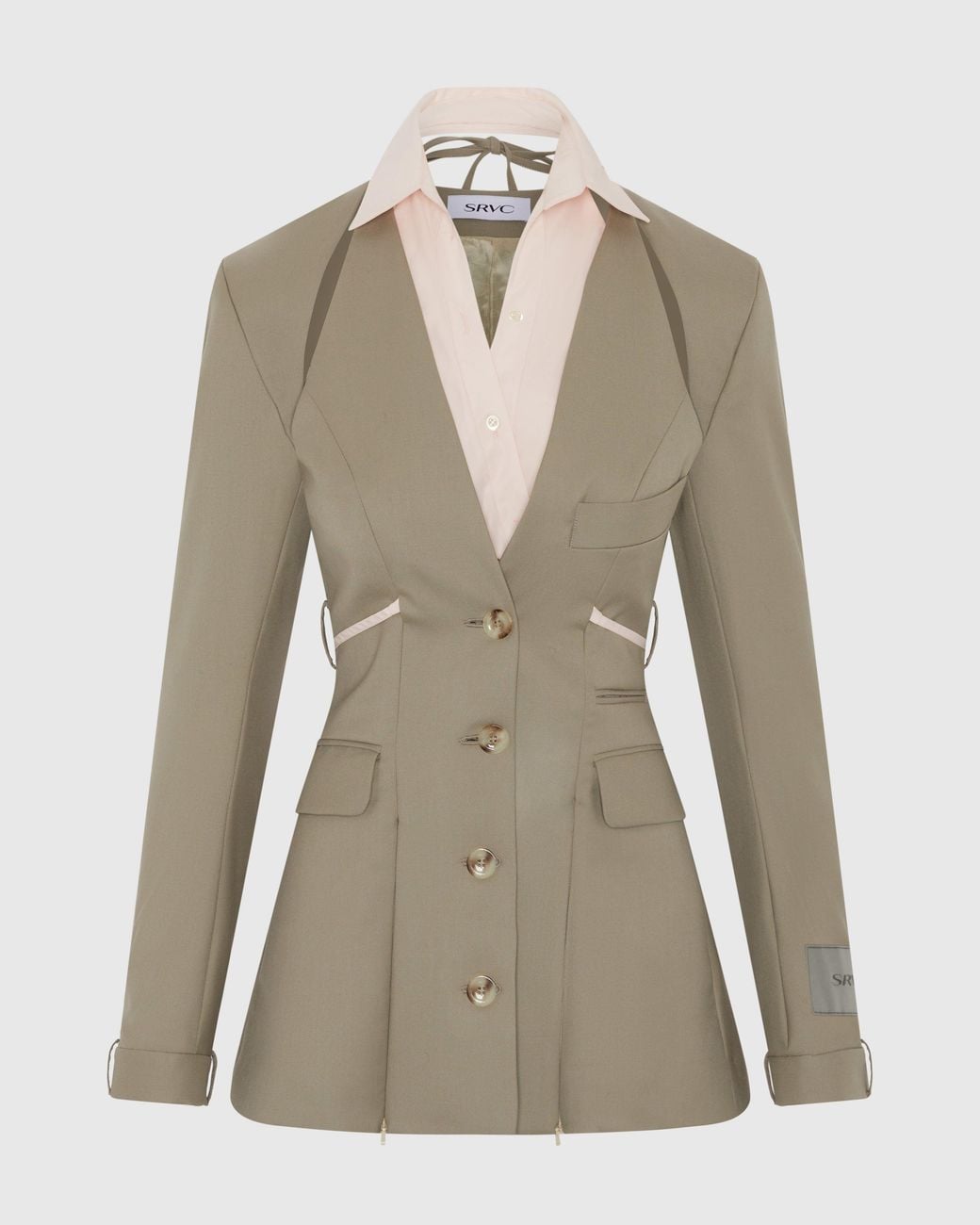 SRVC Studio Natural Serpentine Tailored Jacket Burnt Sage