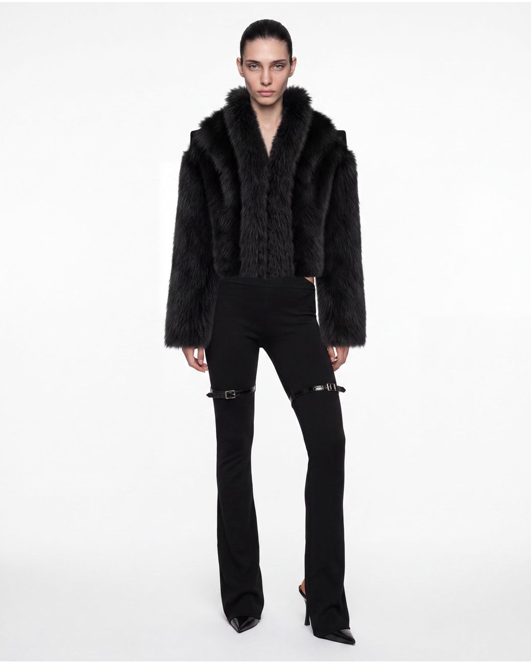 SRVC Studio Black Lyra Faux Fur Jacket