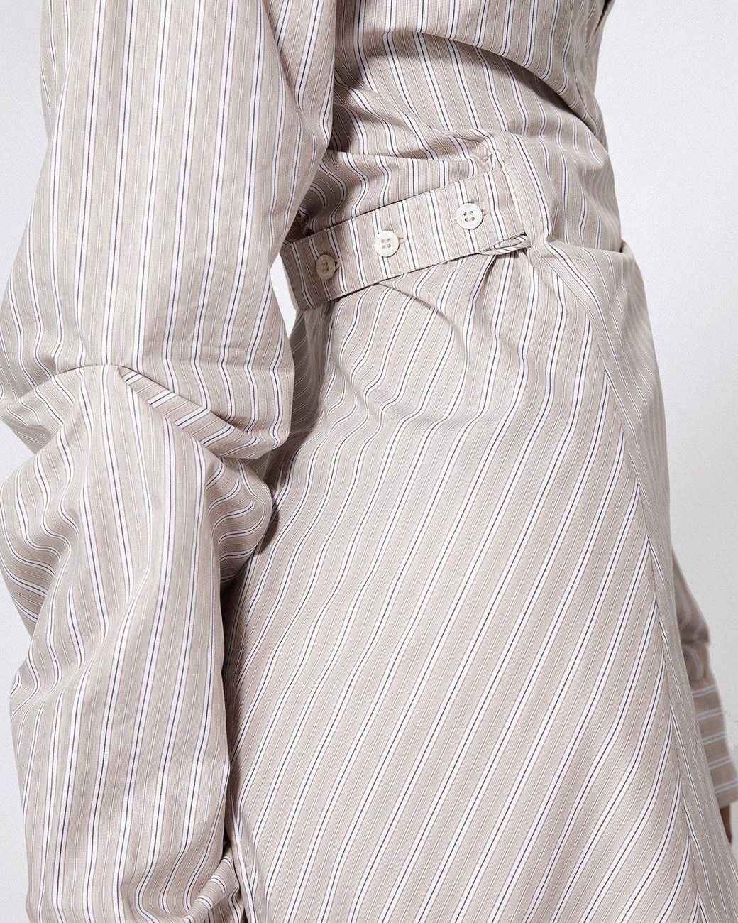 SRVC Studio White Peitho Shirt Dress Sand Stripe
