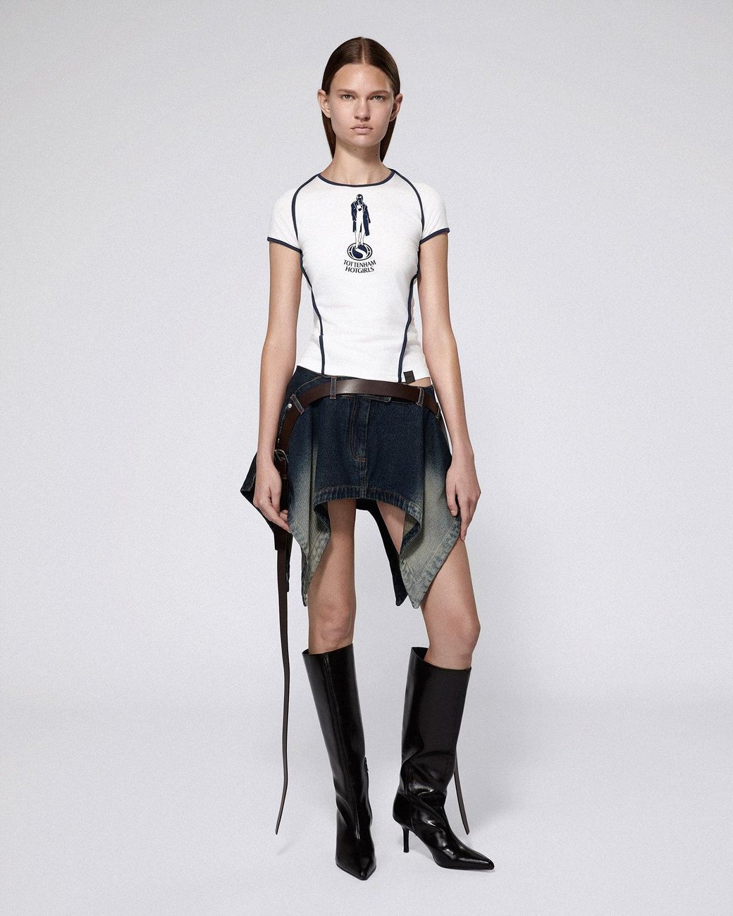 SRVC Studio Blue Serpentine Tailored Skirt Washed