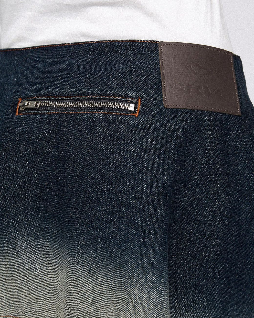 SRVC Studio Blue Serpentine Tailored Skirt Washed