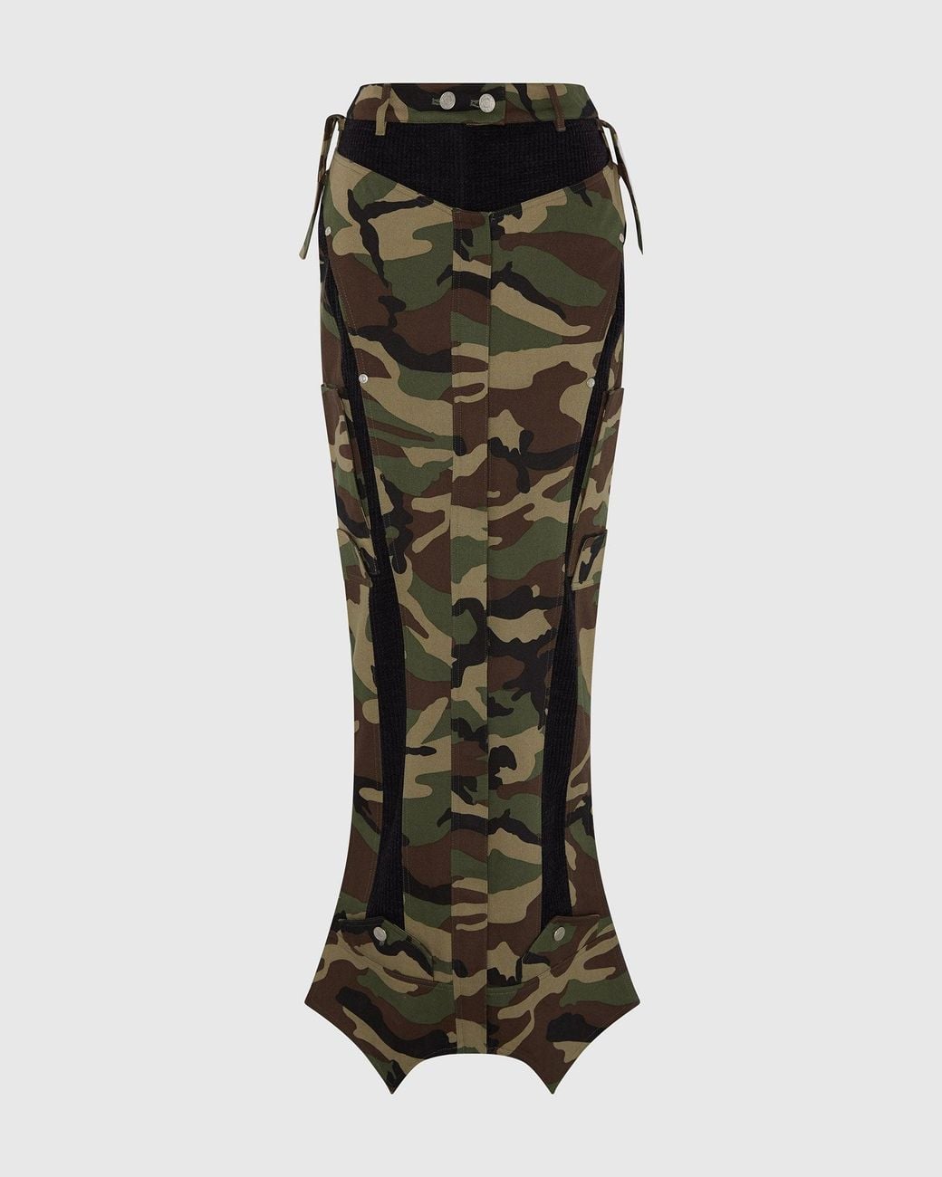 SRVC Studio Green Inverse Cargo Skirt Camo
