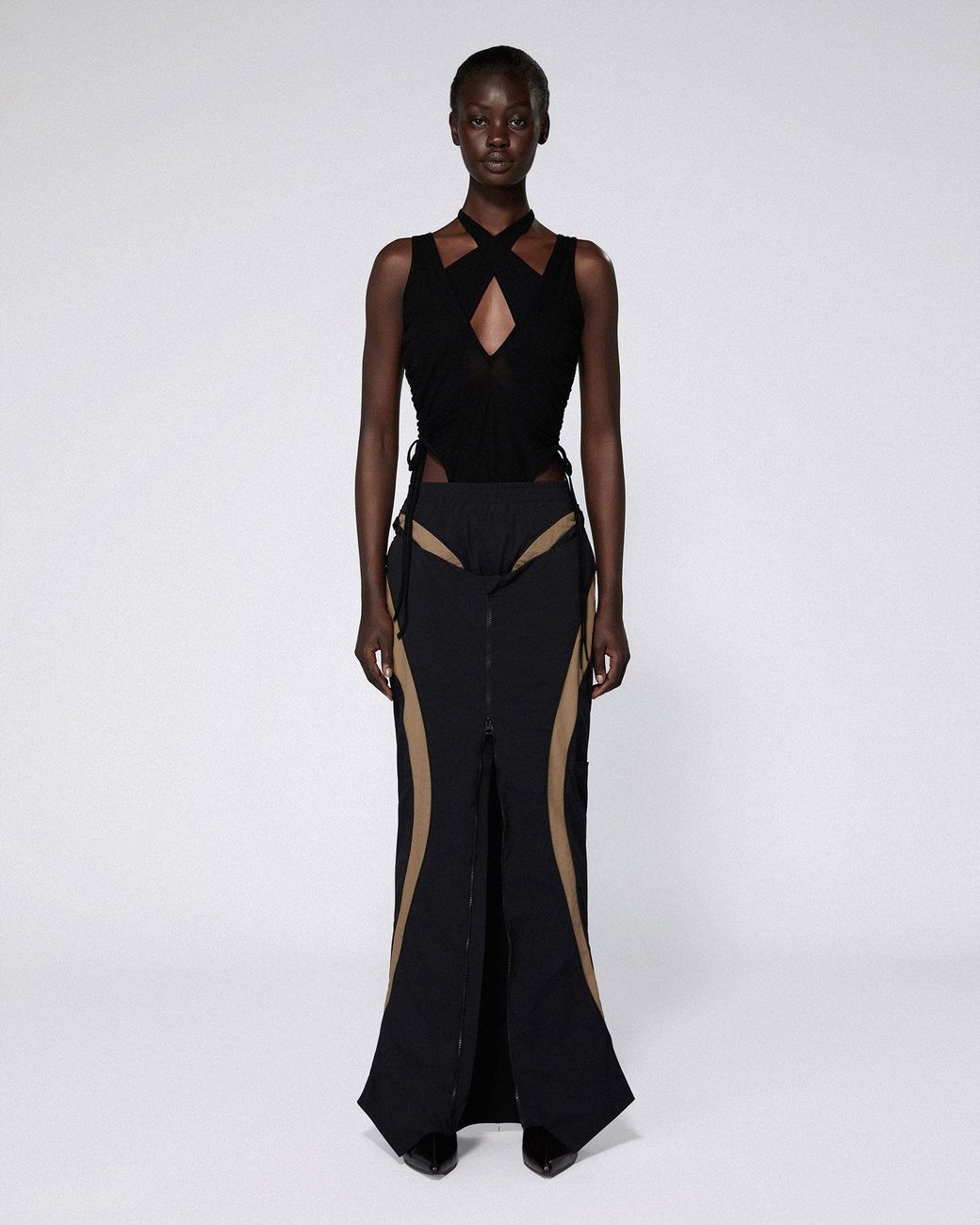 SRVC Studio Black Inverse Track Skirt