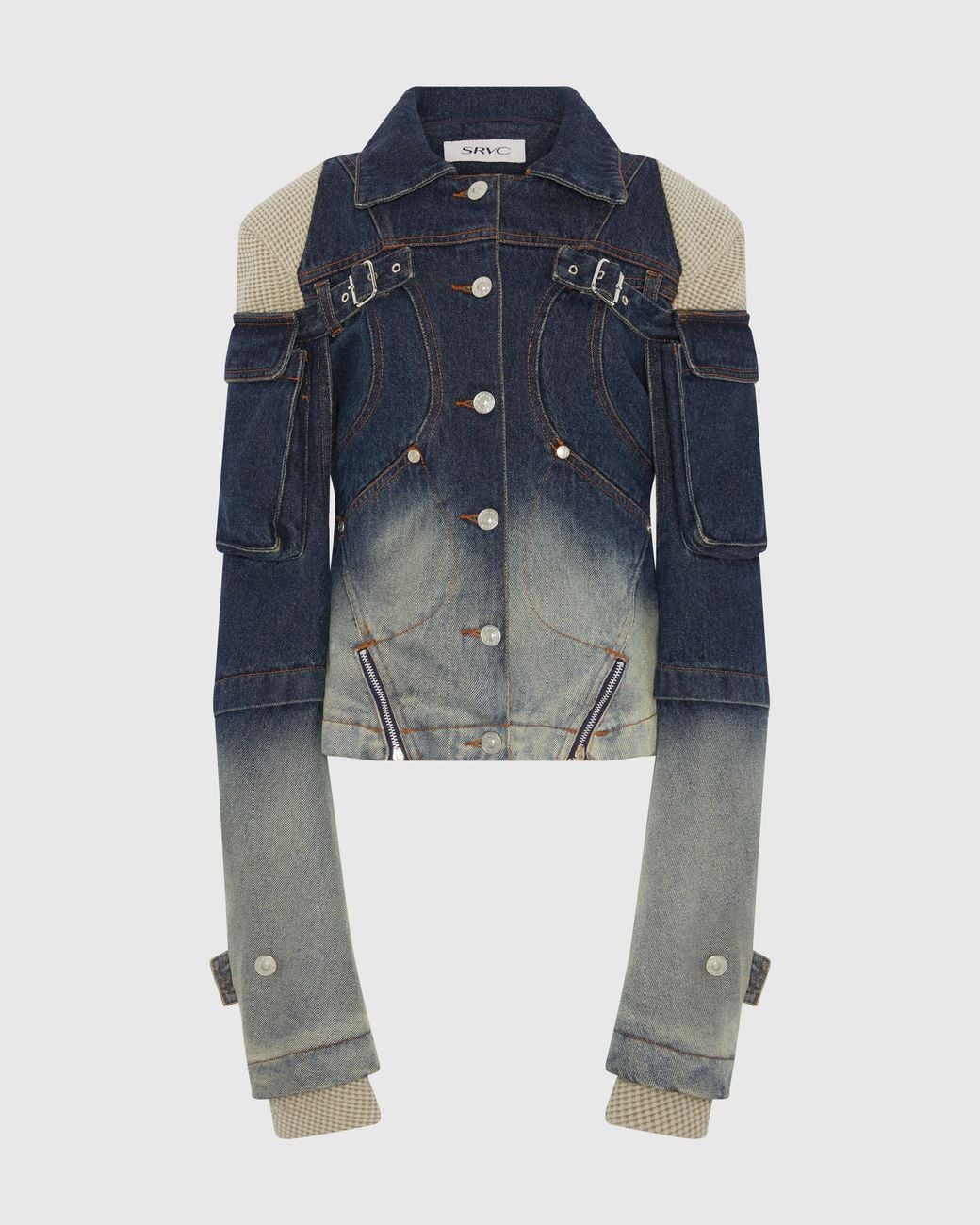 SRVC Studio Blue Mecha Cargo Jacket Washed