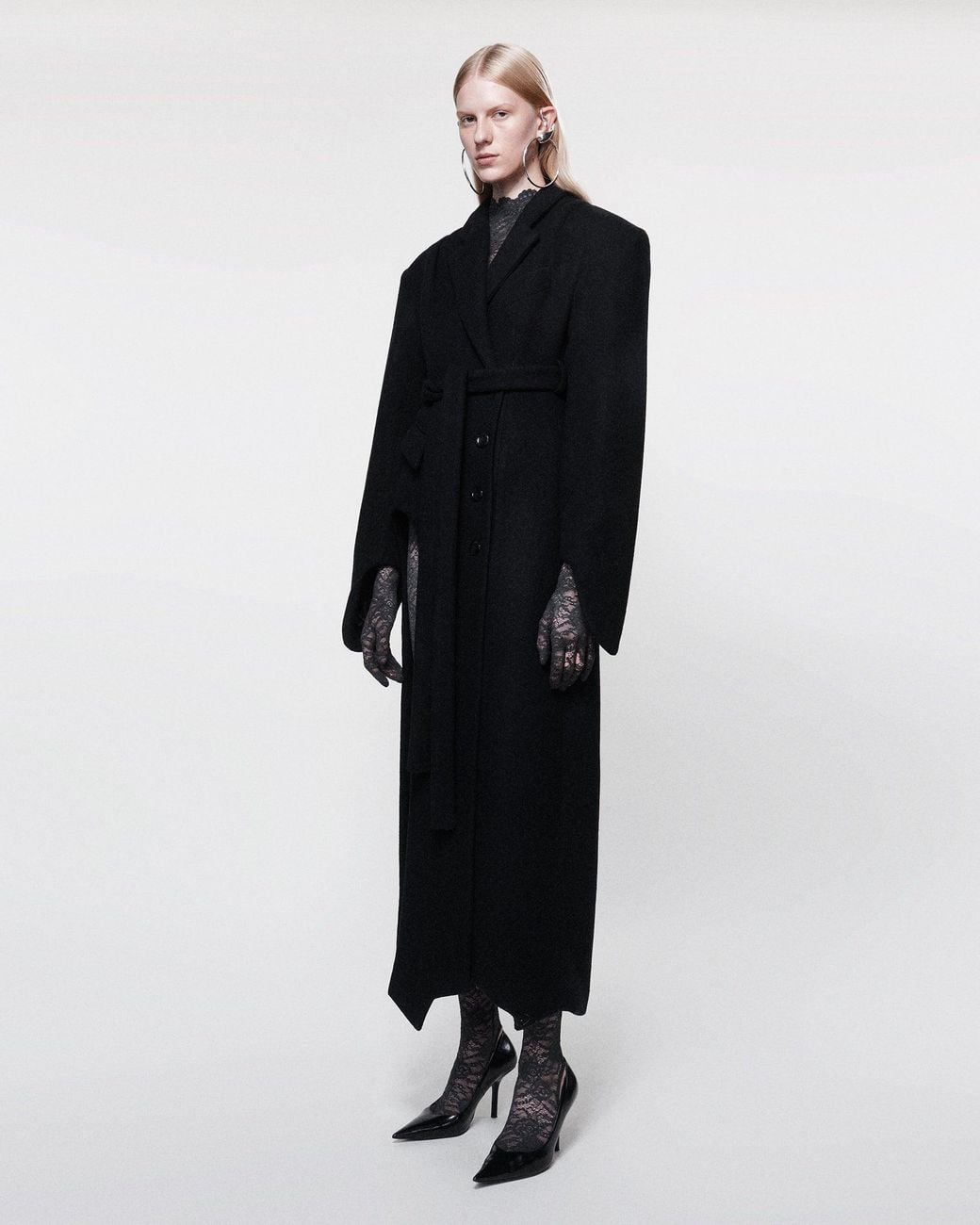 SRVC Studio Black Inverse Wool Coat